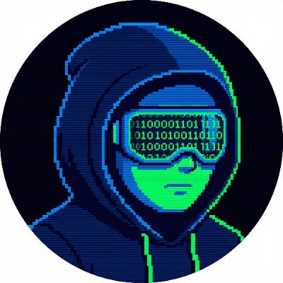 bytewise avatar: pixel-art hooded figure with binary-code goggles